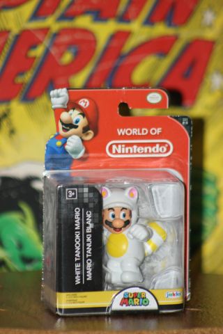 White Tanooki Mario World Of Nintendo Jakks 2.  5 " Figure Series