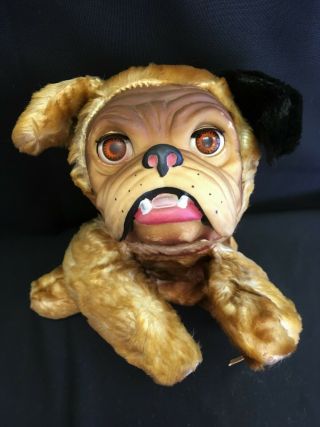 Vintage Bulldog Drummond Rubber Face Sleepy Eye Plush Dog Rushton Regal Gund Toy