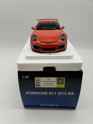 Autoart Porsche 911 (991) Gt3 Rs Lava Orange Dark Grey Wheels 1:18 J1