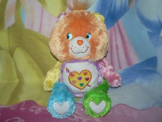 Htf 13 " Fluffy Floppy Work Of Heart Pastel Paint Care Bear Baby Boy Girl Toy