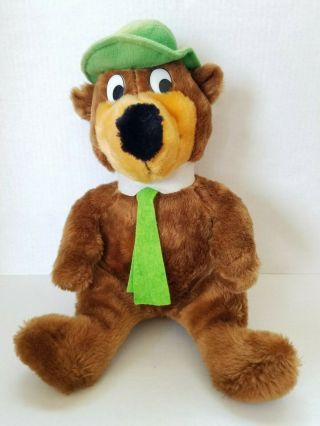 Hanna Barbera Vintage Yogi Bear Plush Toy Brown Green Hat Tie 12 " Sitting 1980
