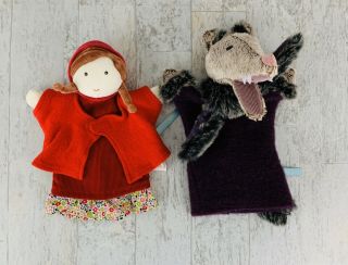 Moulin Roty Hand Puppet France Little Red Riding Hood Wolf Plush Story A