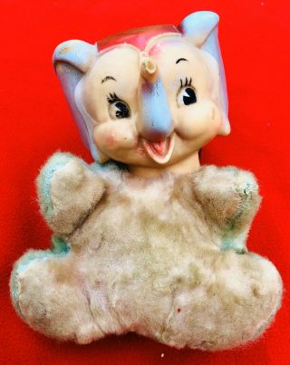 Vintage Elephant Doll Rubber Face Plush Stuffed Animal Signed My Toy