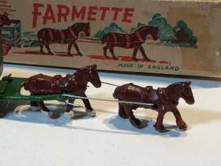 MOKO TOYS FARMETTE SERIES No.  3 BULL CART with BULL & TWO HORSES w/ BOX ENGLAND 2