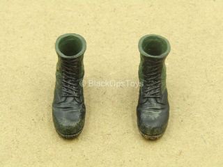 1/12 Scale Toy - Vietnam - Us Infantry - Black & Green Boots (peg Type)