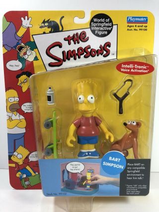 The Simpsons Bart Action Figure World Of Springfield Playmates Toy 4 - Inch 2000