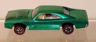 Dte 1969 Hot Wheels Redline 6268 Metallic Green Custom Dodge Charger W/white Int