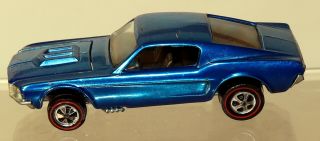 Dte 1968 Hot Wheels Redline 6206 Metallic Blue Custom Mustang W/brown Interior