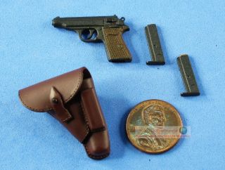 1:6 Figure German General Commander Walther Pp Pistol Gun Handgun Holster Wf_6i
