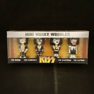 Funko Kiss Set Of 4 Mini 3 " Wacky Wobbler Bobble Head