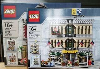 Lego Creator Fire Brigade (10197) And Grand Emporium (10211) Modular Read