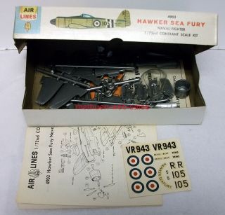 Air Lines 4903 1:72 Hawker Sea Fury Royal Navy Fighter Plane Model Kit 1964
