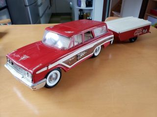 Buddyl Vintage Tintoy Made In Usa Tin Car Ford Country Woody Wagon Camper Tonka