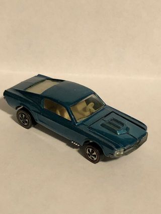 1968 Hot Wheels Redline Metallic Blue Custom Mustang Taillights Front Grill
