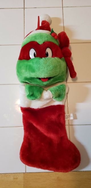 Vintage 1990 Teenage Mutant Ninja Turtle Raphael Christmas Stocking Plush Tmnt