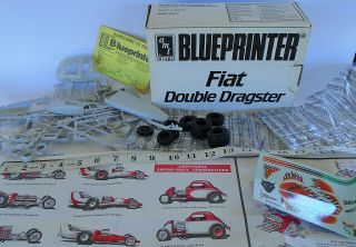 1/25 Vintage 1991 Amt Model Car (2) Kits Fiat Double Dragster Blueprinter