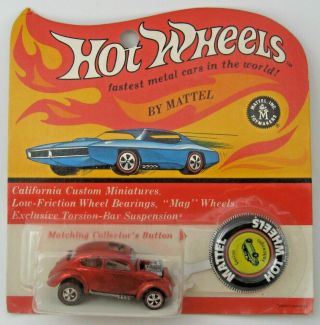 Hot Wheels Redline 1968 Us Custom Volkswagen Vw Beetle / Bug Red - Nm On Card
