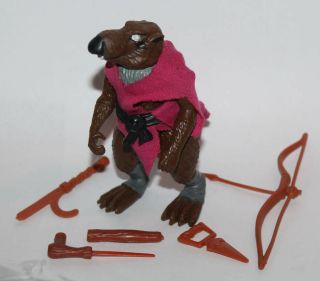 1988 Playmates Teenage Mutant Ninja Turtles Tmnt Splinter Figure & Weapons