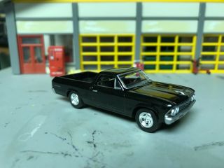1/64 1966 Chevy El Camino Ss In Black/blk Int With A 327 Automatic/alloys