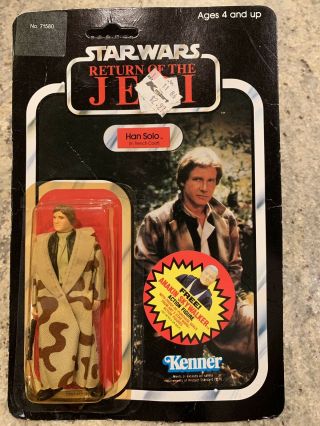 Vintage Kenner Star Wars Rotj Han Solo Trench Coat 77 Cardback Moc