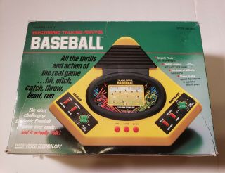 Vintage 1988 Electronic Talking Play By Play Baseball Handheld Game 1 - 2 Player