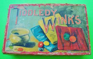 Vintage Milton Bradley Tiddledy Winks,  10 - Pins Game 4105 Orig 