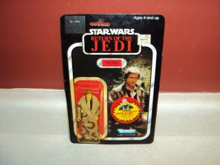 Star Wars Vintage Han Solo Trench Coat Rotj 77 Back Moc Anakin Offer Sticker Usa