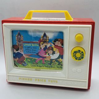 Vintage 1966 Fisher Price Music Box Two Tune Tv London Bridge Row Your Boat