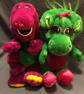 Plush Barney Purple Dinosaur And Baby Bop Stuffed Animal - Puppets