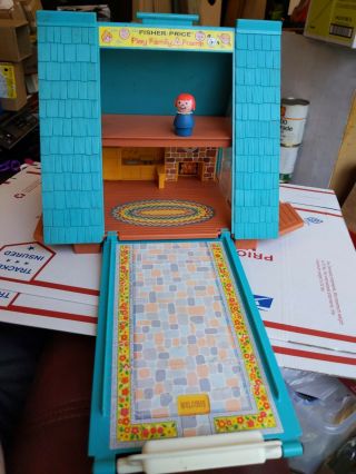 Vintage Fisher Price A Frame House Blue Toy Bell