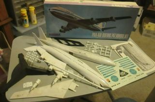 Aurora Pan - Am Boeing 747 Jumbo Jet 1/156 Scale Started But Complete Kit