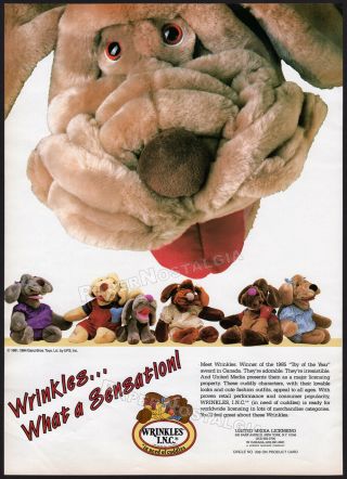 Wrinkles I.  N.  C.  _orig.  1986 Trade Print Ad / Poster_ganz Bros.  Toys_plush Dog