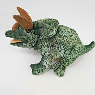 Folksmanis Dinosaur Puppet Baby Triceratops Green Plush Hand Puppet