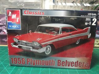 Amt 1958 Plymouth Belvedere Car Model Kit Open Box