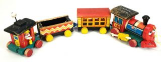Vintage Fisher Price Huffy Puffy Train Antique Wooden Pull Toy Made In Usa