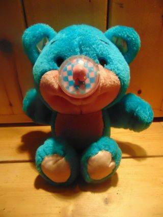 Playskool Nosy Bears Blue Pink Plush 11 " Soft Toy 1987 Nose Inflates