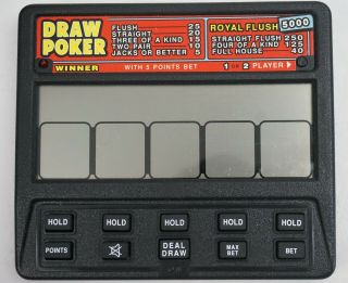 RADICA Draw Poker Royal Flush 5000 Handheld Electronic Travel Card Game 1410 2
