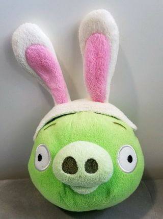 Angry Birds 2011 Plush Green Pig With Bunny Ears
