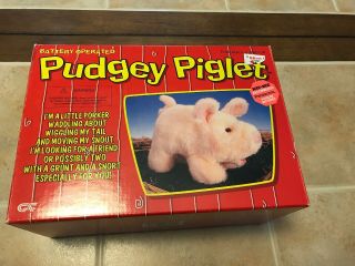 Vintage 1983 Pudgey The Piglet / Walking,  Oinking,  Wagging Baby Pig