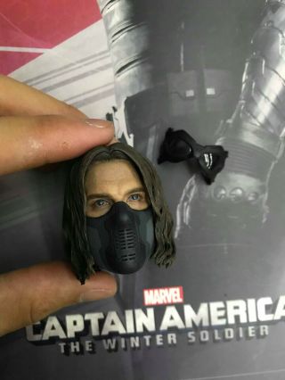 Hot Toys 1/6 Mms241 Captain America Winter Soldier Bucky Head Sculpt Mask&goggle