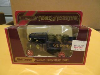 Matchbox Models Of Yesteryear Y - 27 1922 Foden Steam Lorry Guinness Beer 1986