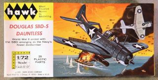 Hawk 1/72 Us Navy Douglas Sbd - 5 Dauntless Rare Vintage Plastic Model Kit