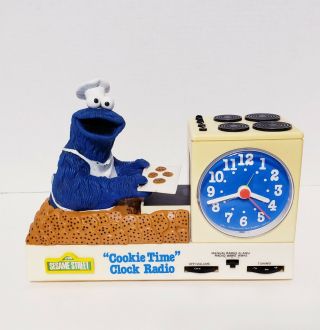 Vintage 1977 Sesame Street Cookie Monster Cookie Time Clock Radio Non