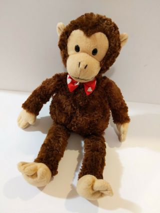 Plush Gund 45564 Brown Tan Monkey Red Bow Tie Stuffed Animal 14 " Toy Soft Doll