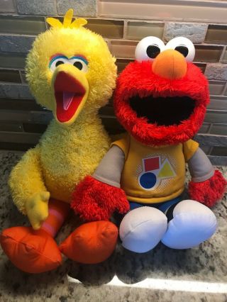 14” Sesame Street Talking Elmo Teaches Shapes & Colors And Big Bird Plush