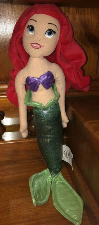 Disney Store The Little Mermaid Ariel Princess Doll Plush Stuffed Soft Toy