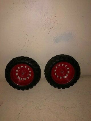 2 International Rear Tractor Wheels 1/16 Ih Plastic Rims 4 " Diameter