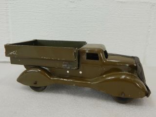 Vintage 1940s Marx Wyandotte 10 " Pressed Steel Ww2 Us Army Truck W/ Wood Wheels