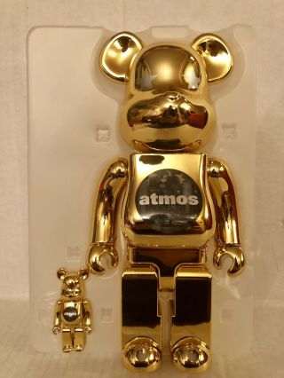 Bearbrick Medicom 2018 Atmos Gold Chrome 100 400 2 Piece Set