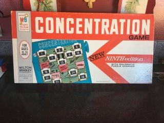 Concentration Board Game Milton Bradley Ninth Edition Vintage 1959